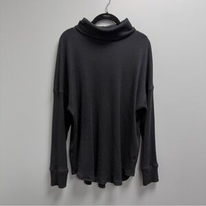 American Eagle Black Ribbed Knit Slouchy Turtleneck Pullover Top XL